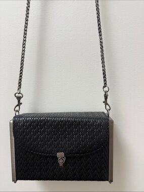 Patricia Nash Black Woven Chain Crossbody Bag